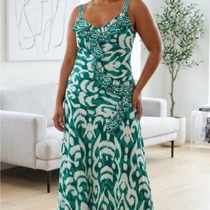 Alex Marie Teal and White Maxi Dress
